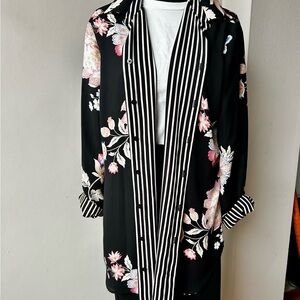 Reversible tunic. Floral and stripes